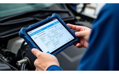 Technicien utilisant un outil de diagnostic automobile sur un écran